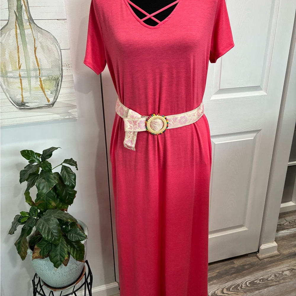 Chic Coral Maxi Dress for Women - Picture 7 of 10